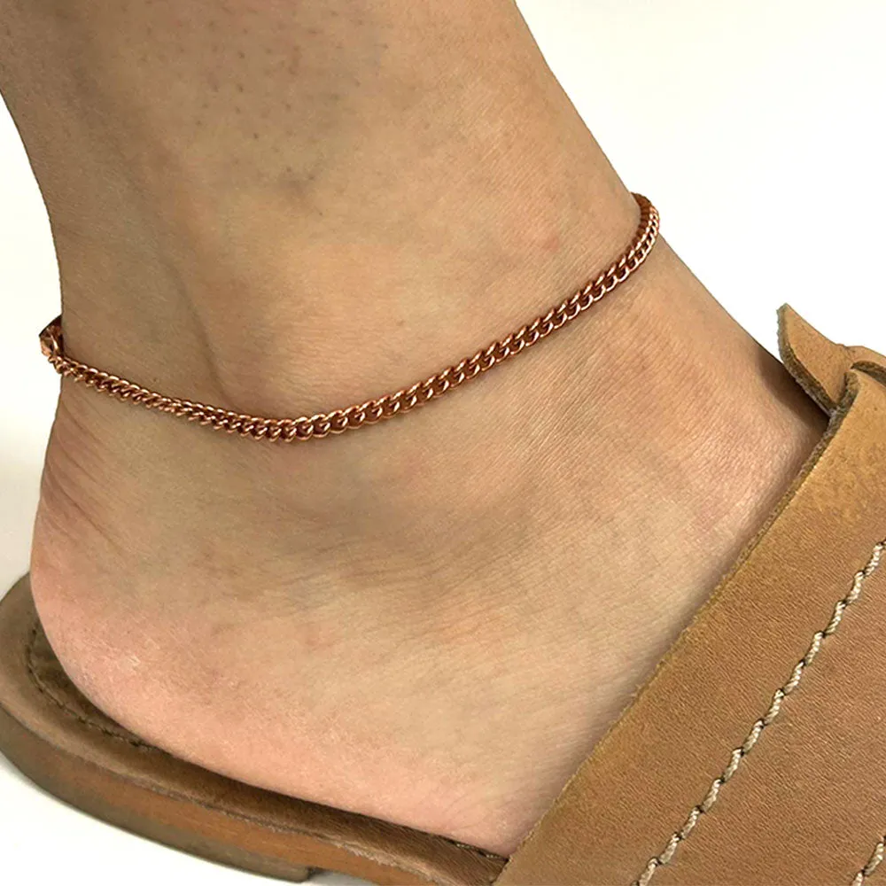 1 Anklet Chain Pure Copper Ankle Bracelet Dainty Link Arthritis Relief Jewelry