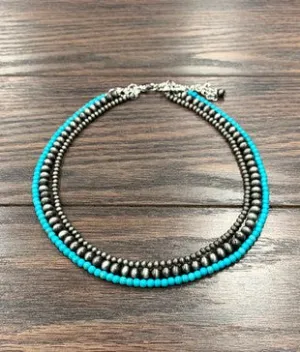 3 Strand Navajo & Turquoise | Necklace