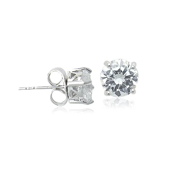 7mm Cubic Zirconia Solitaire Stud Earring