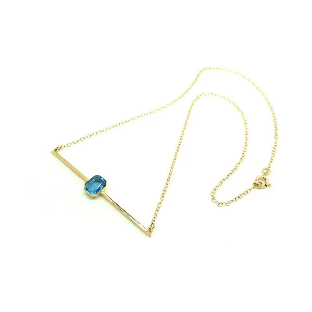 Antique Edwardian Blue Glass 9ct Rose Gold Bar Necklace