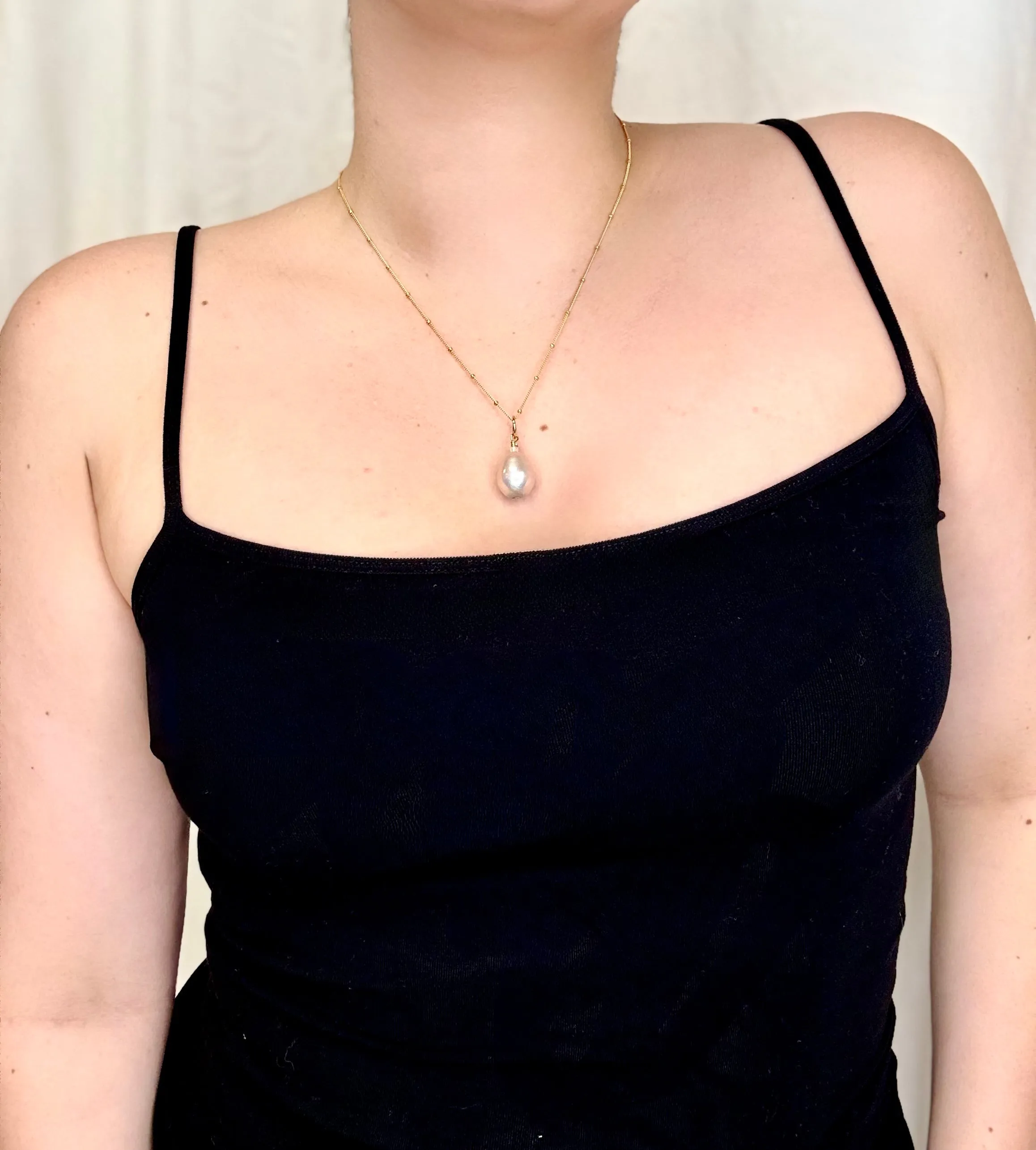 April Martin Organic Pearl Necklace on 14k Gold Fil Chain