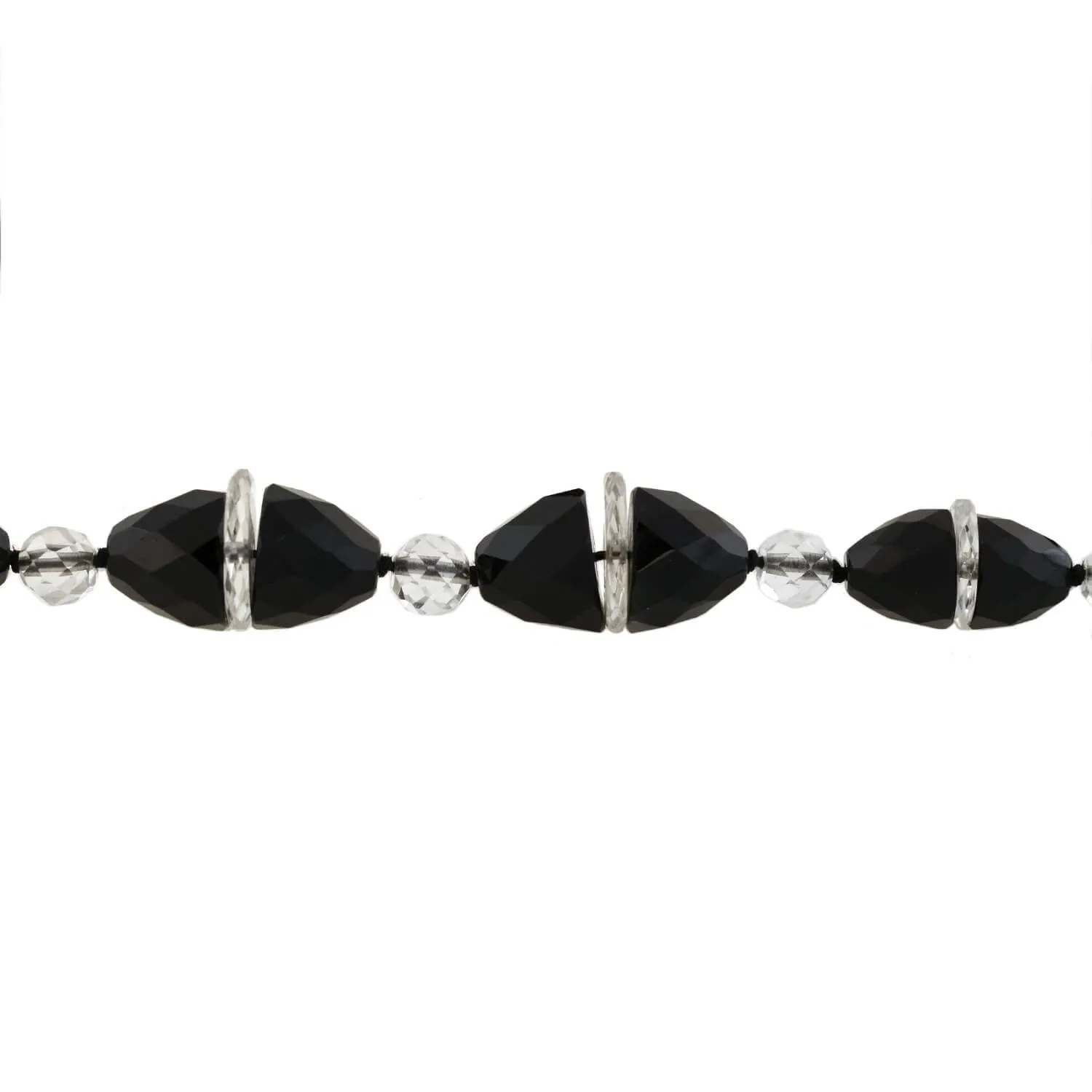 Art Deco Onyx   Rock Quartz Crystal Necklace 33"