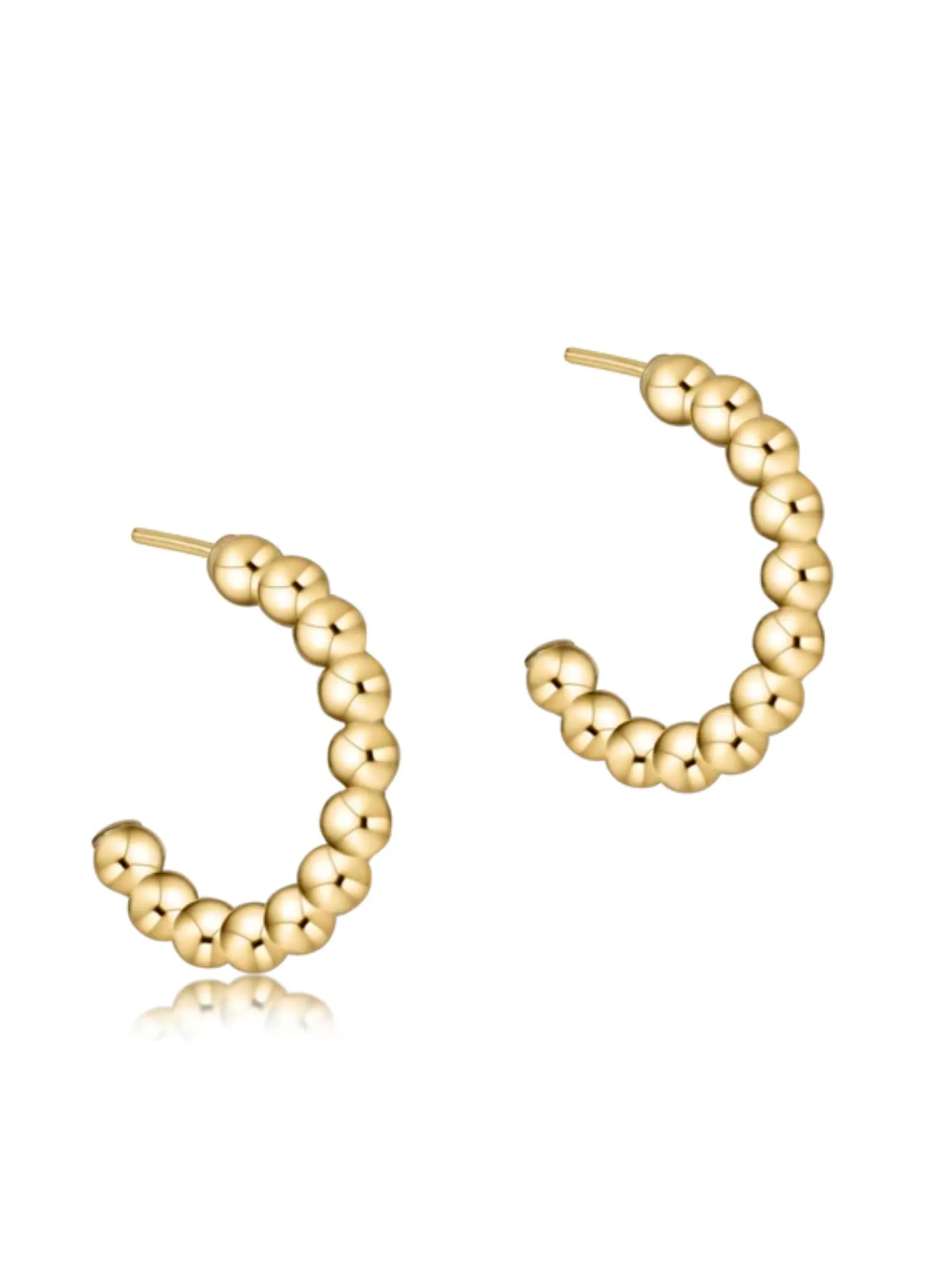 Beaded Classic 1" Post Hoop 3MM Gold [EBECL1PHG3]