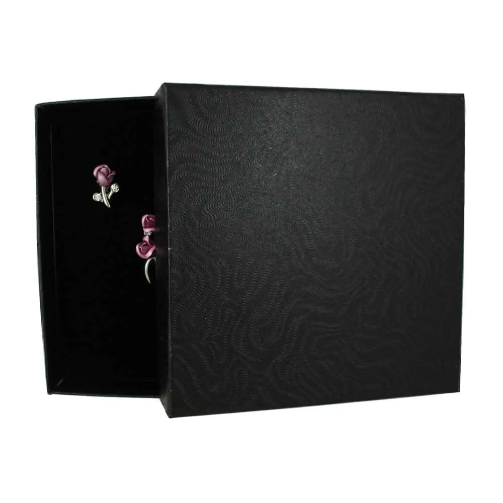 Bouquet of Lavender Roses Pin and Rose Earring Set - PRL105SPBS