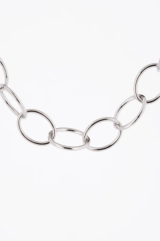 Chain bracelet and necklace set - silver