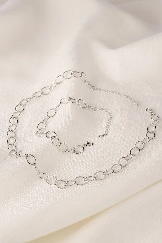 Chain bracelet and necklace set - silver