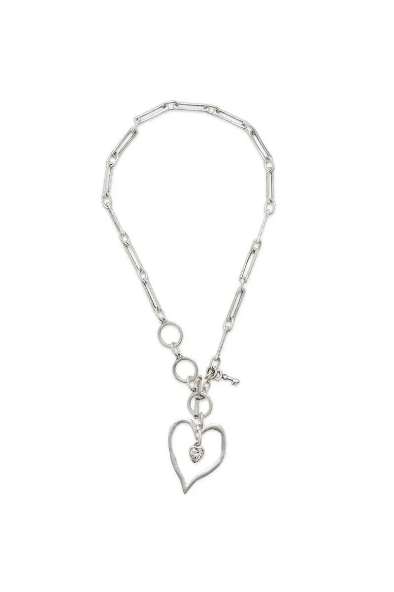 Crystal Heart Toggle Necklace