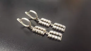 Dangling Diamond Earrings - Statement Drop Earrings - Long Vintage Earrings