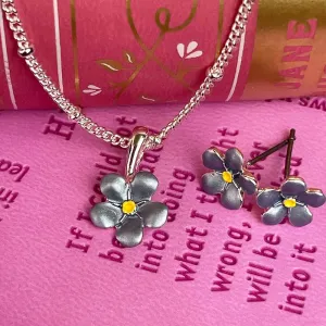 Delaford Handcrafted Forget Me Not Necklace and Earrings Set