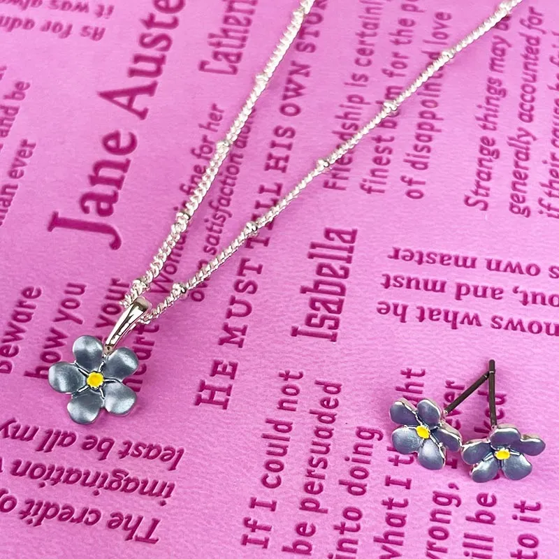 Delaford Handcrafted Forget Me Not Necklace and Earrings Set
