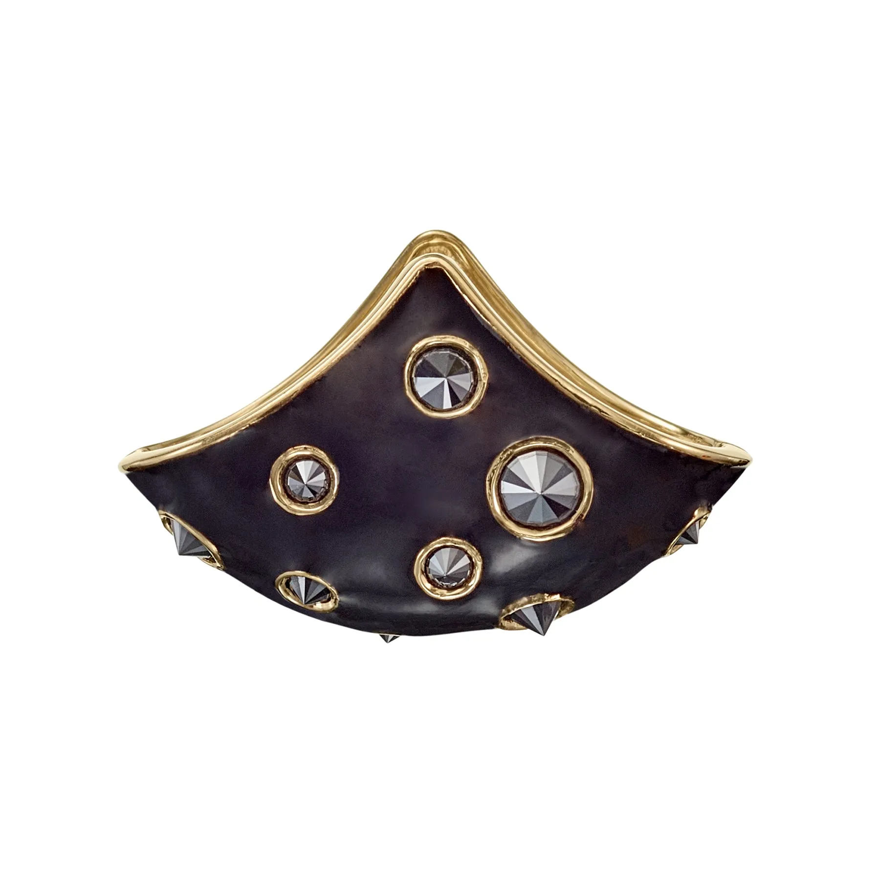 Enamel Reverse Set Black Diamond Fan Earrings