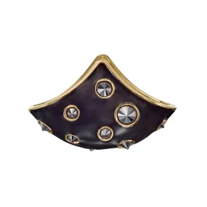 Enamel Reverse Set Black Diamond Fan Earrings
