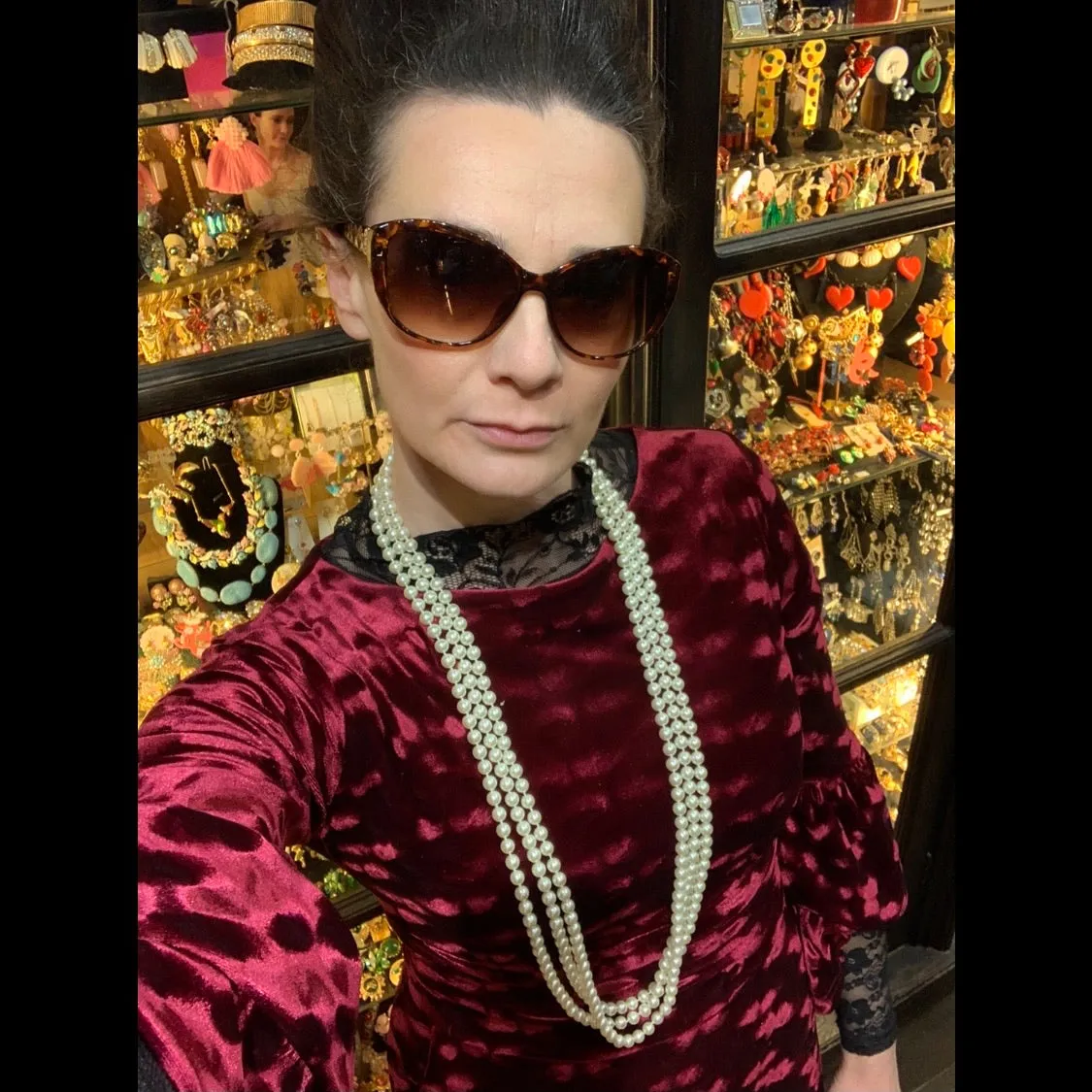 Extra Long Glass Pearl Necklace