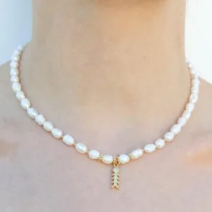 Fish Bone Pearl Necklace