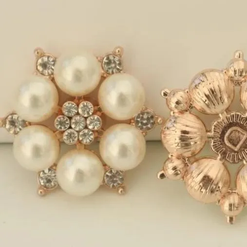Flower Pearl Rhinestone Brooch BR-020