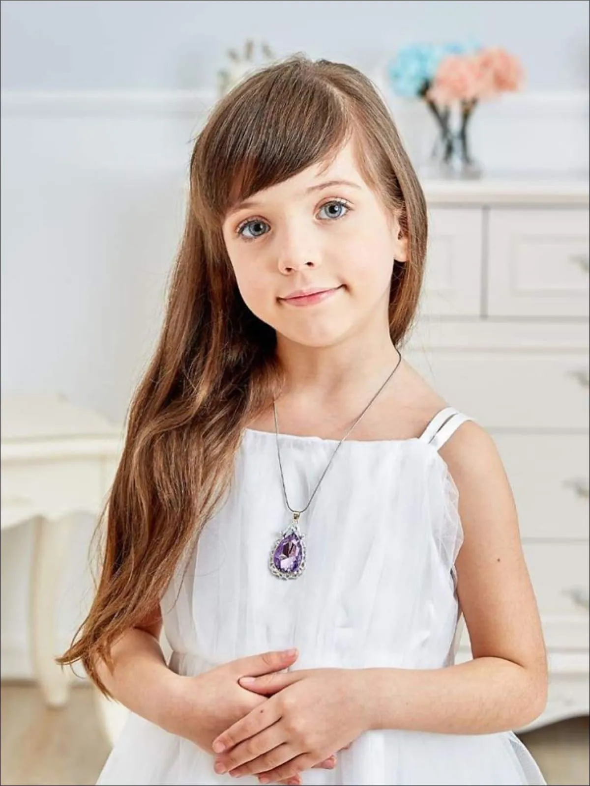 Girls Princess Sofia The First Inspired Crystal Teardrop Pendant Necklace