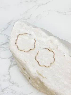 Gold Flower Outline Hoops