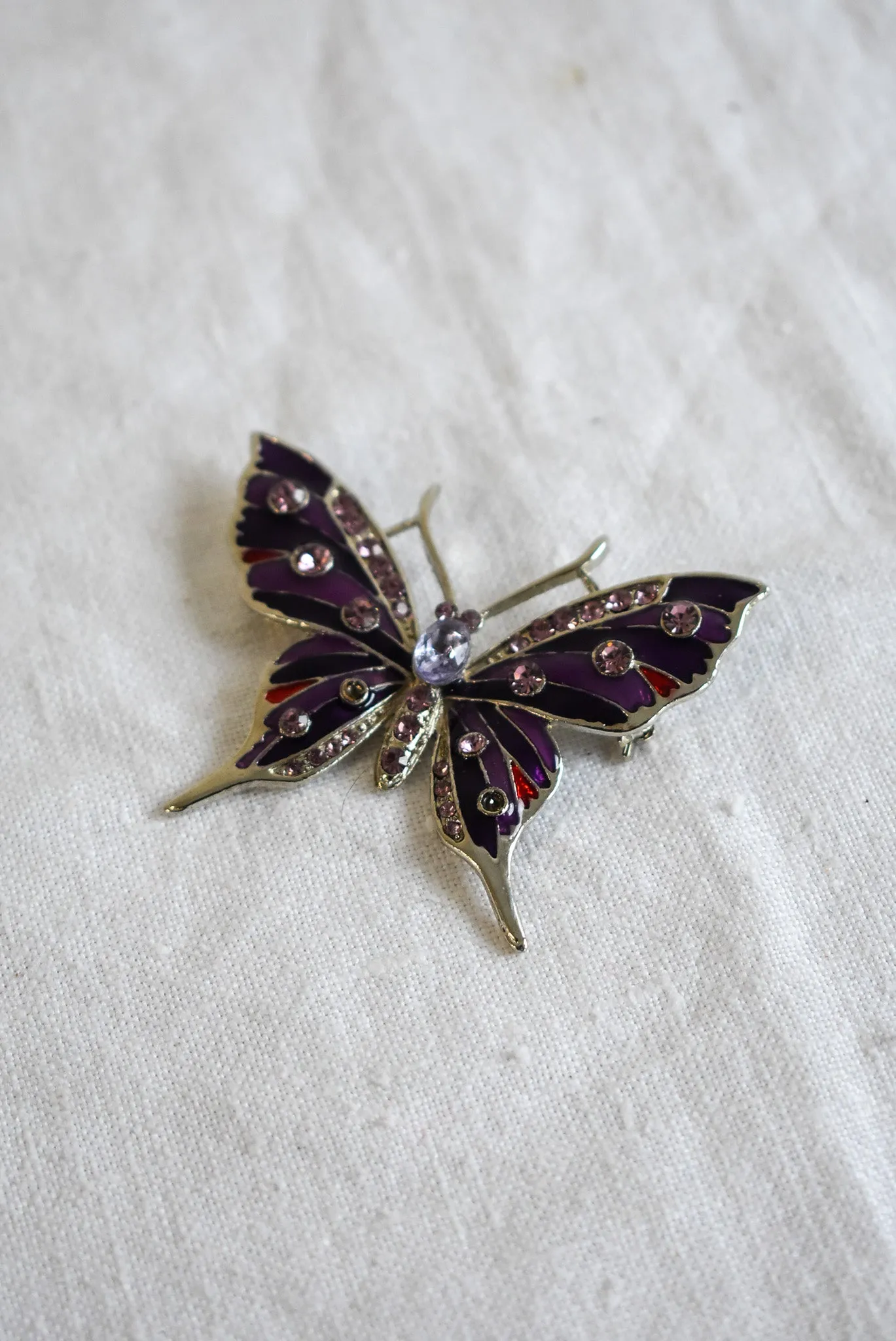 Gorgeous purple   pink butterfly brooch