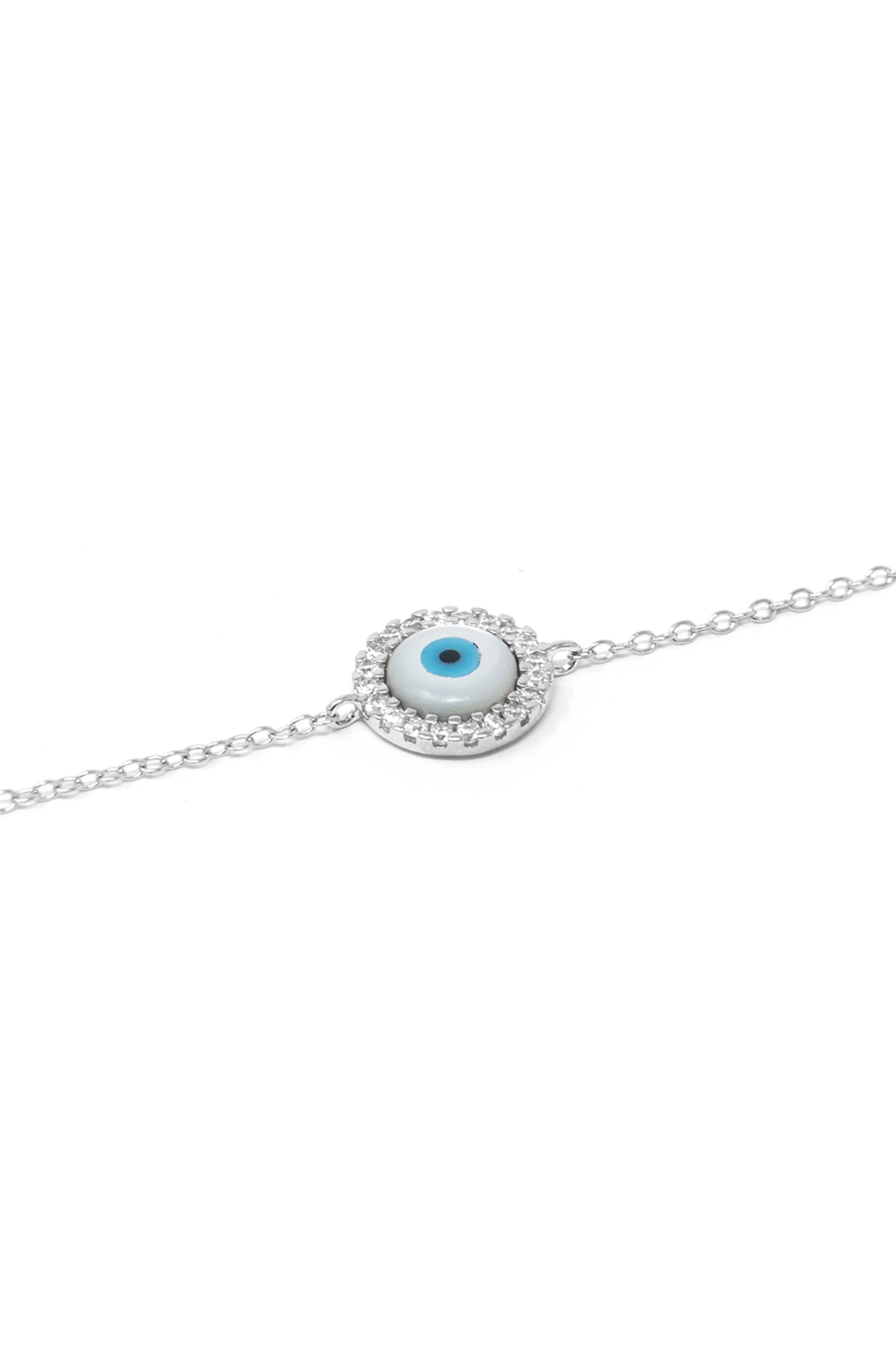 Halo Evil Eye Sterling Silver Chain Bracelet