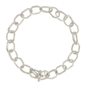Hand Carved Freeform Link Bracelet in Silver