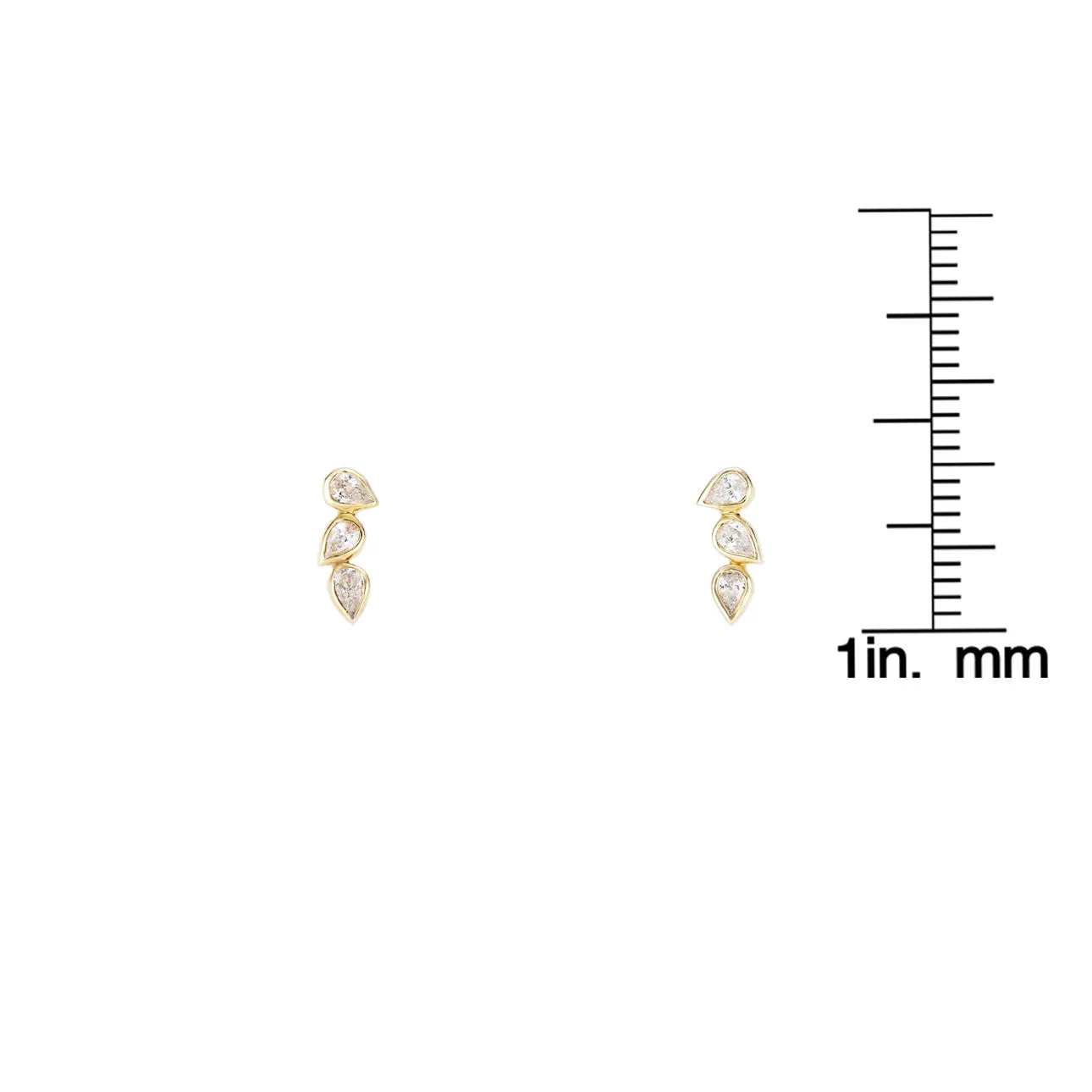 Horizontal Triple Tear Drop Diamond Earrings
