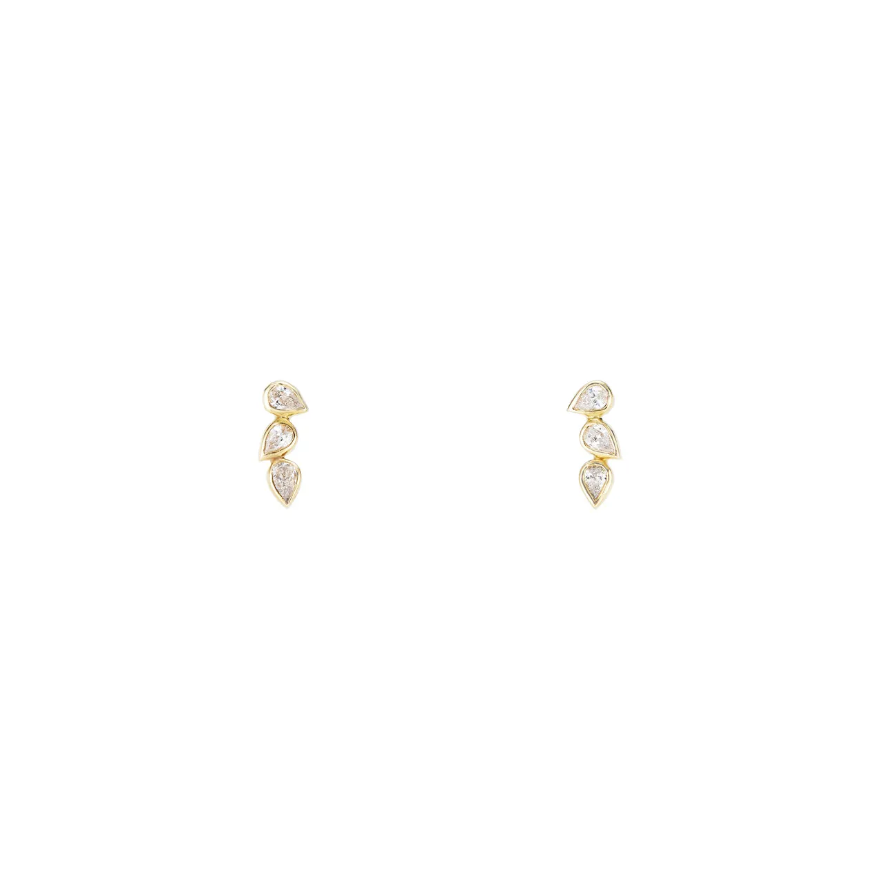 Horizontal Triple Tear Drop Diamond Earrings