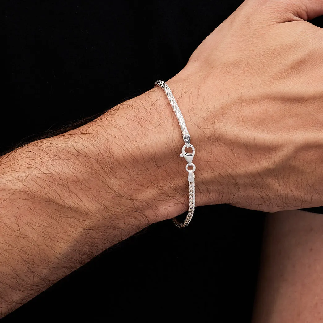 Men's Italian Foxtail Chain Bracelet | Sleek 925 Sterling Silver Bracelet for Men & Women