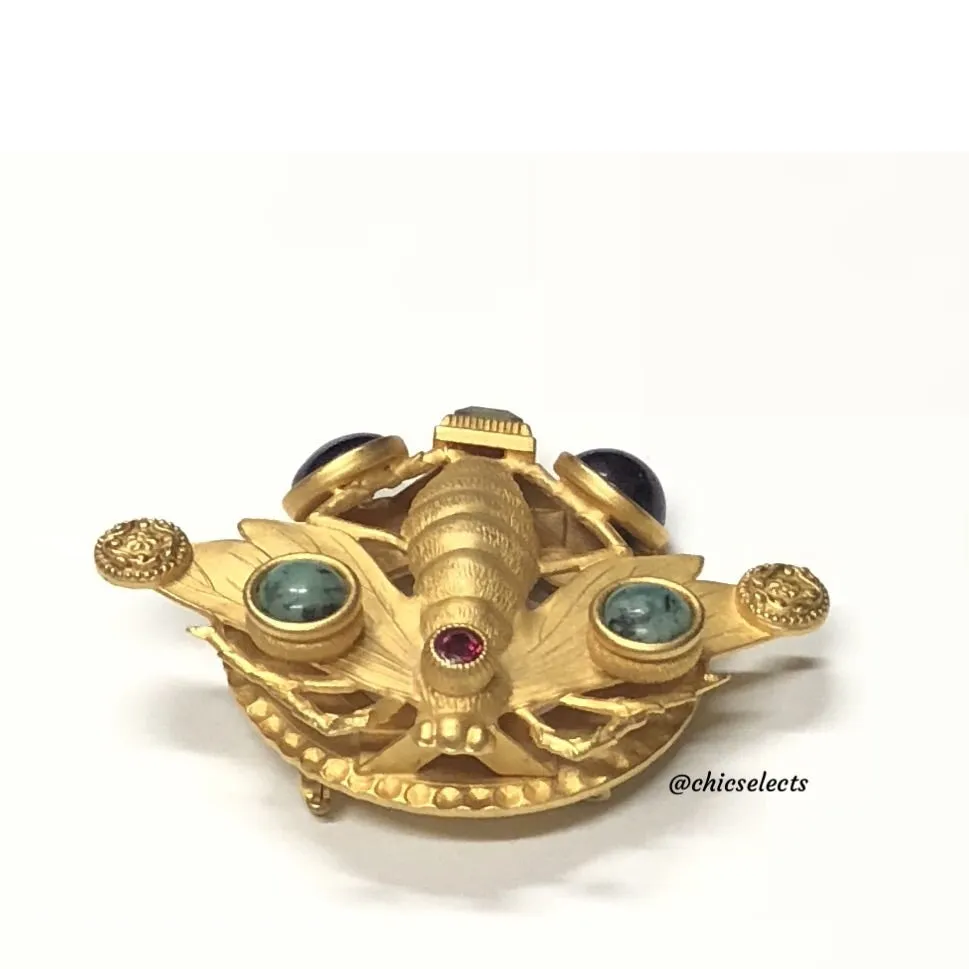 NATASHA STAMBOULI VINTAGE BROOCH BEE 18K GOLD PLATED