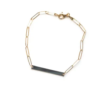 Paperclip chain and bar bracelet
