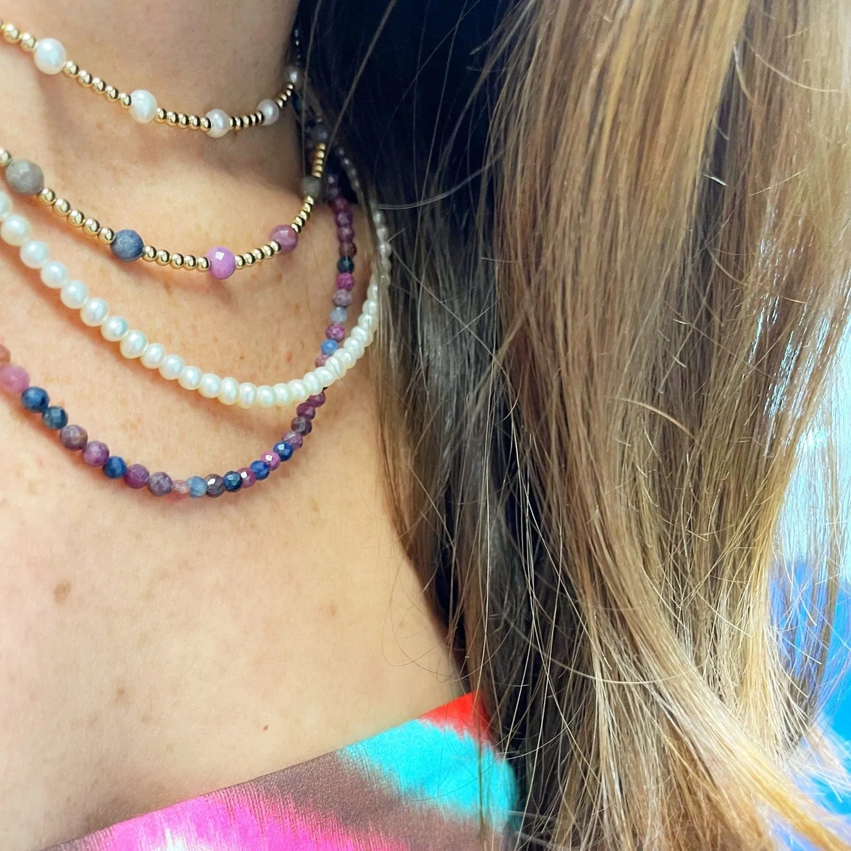 Perla | Freshwater Pearl and Gold Beaded Necklace