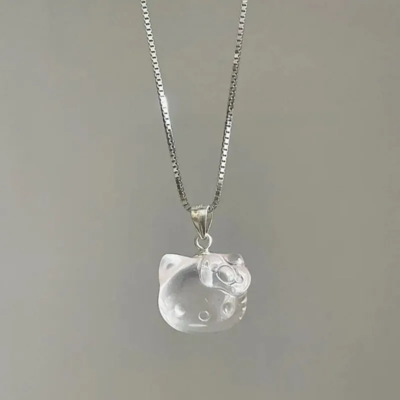 Pink Kitty Crystal Necklace KI523