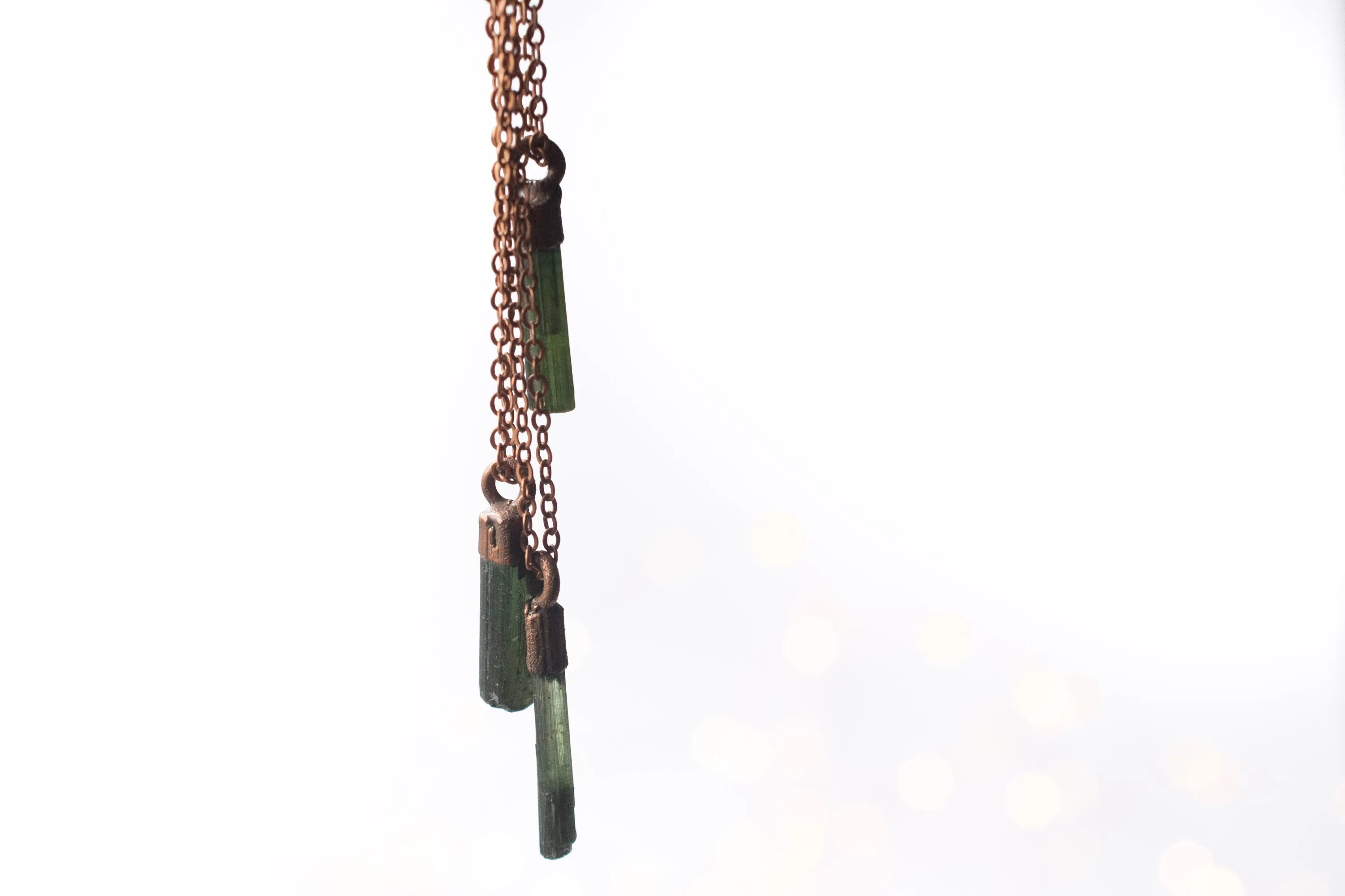 Raw tourmaline necklace | Green tourmaline crystal necklace