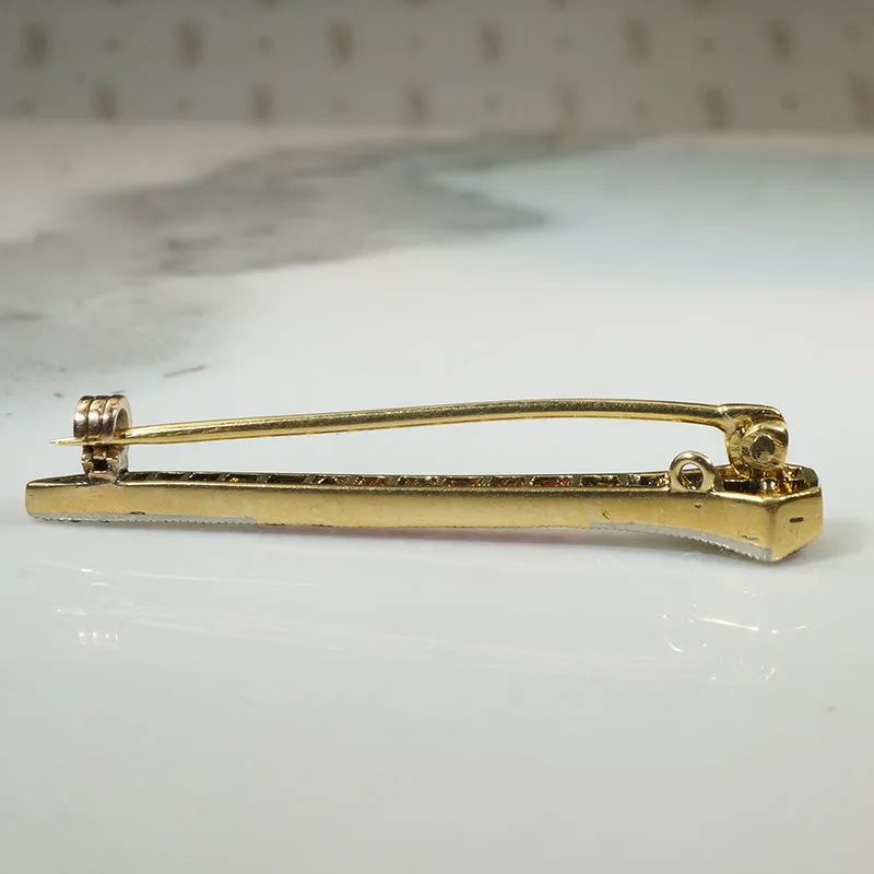 Ruby and Diamond Antique Railroad Nail Brooch