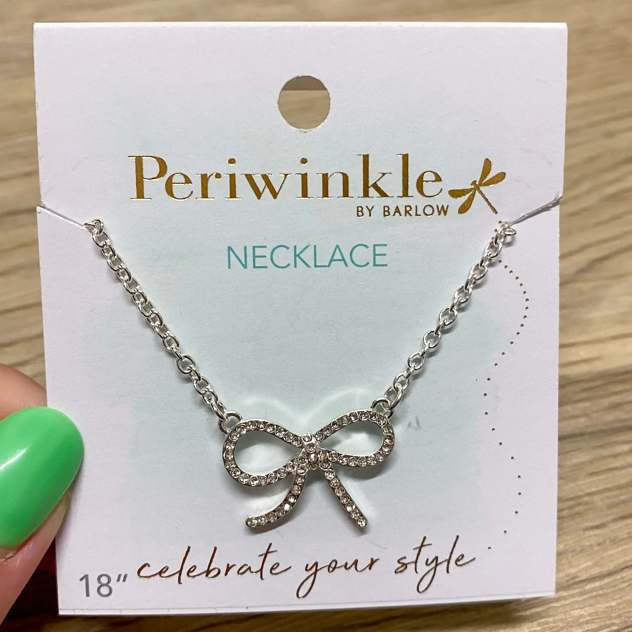Silver Crystal Bow Necklace