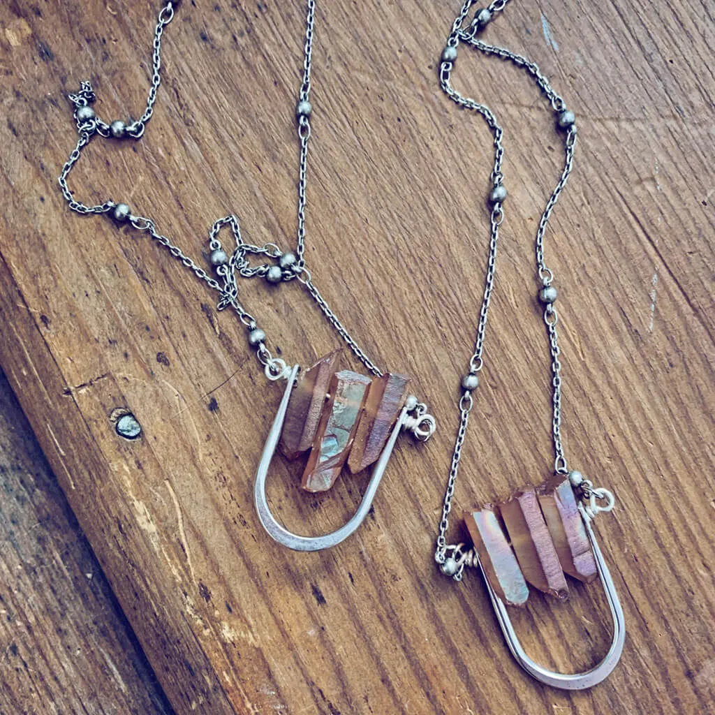 triptych // triple quartz spike pendant necklace