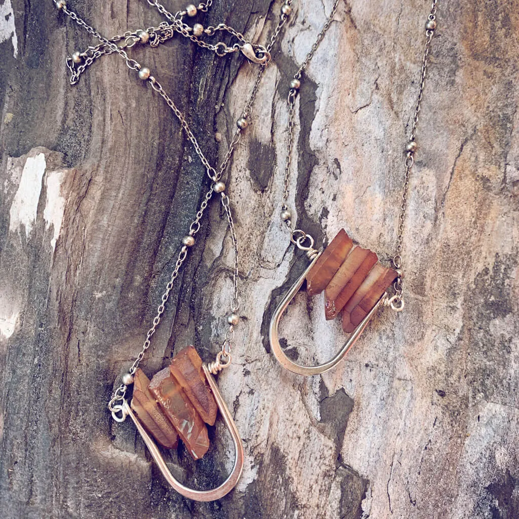 triptych // triple quartz spike pendant necklace