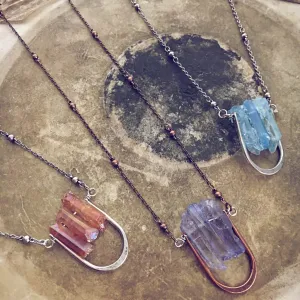 triptych // triple quartz spike pendant necklace
