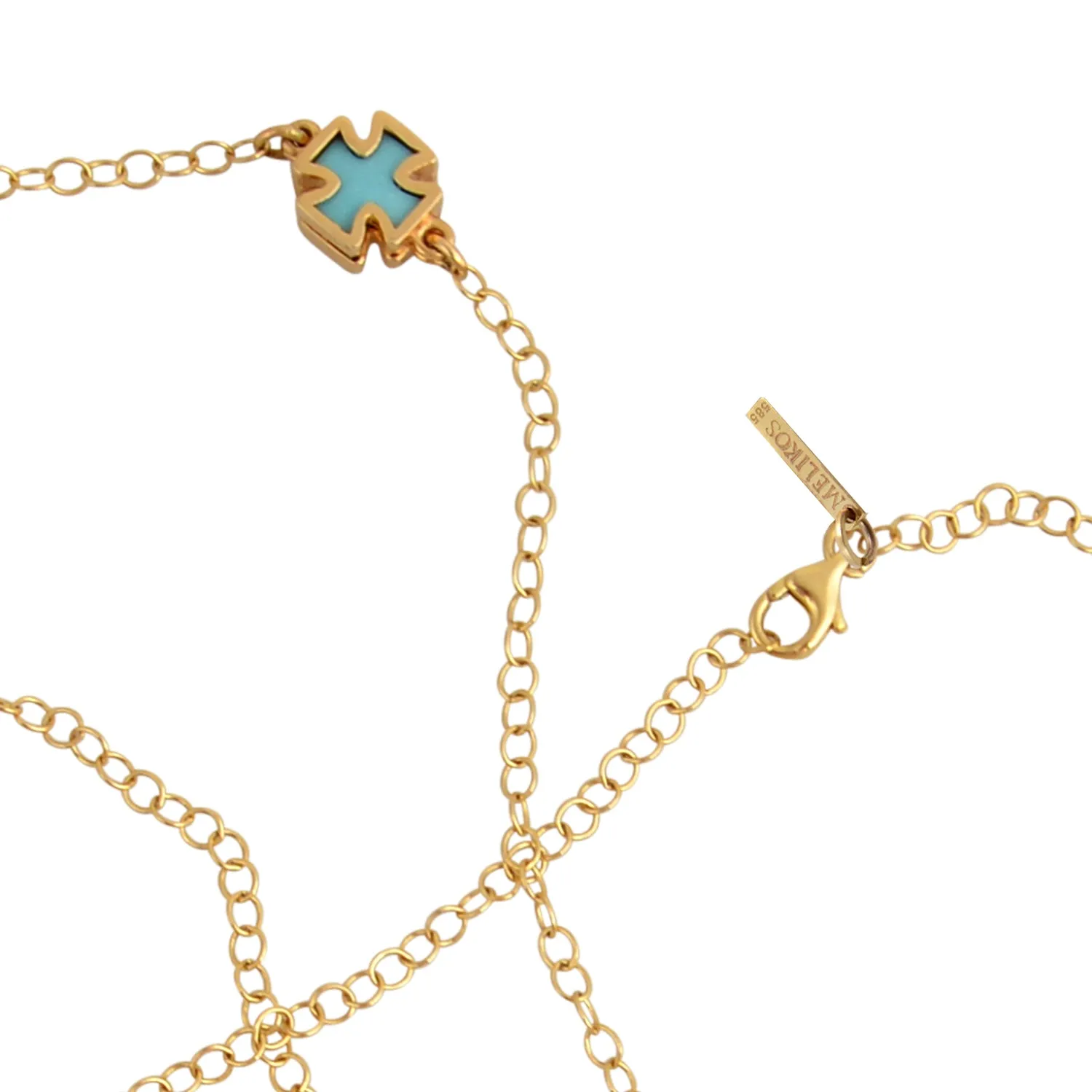 Turquoise Cross Gold Necklace