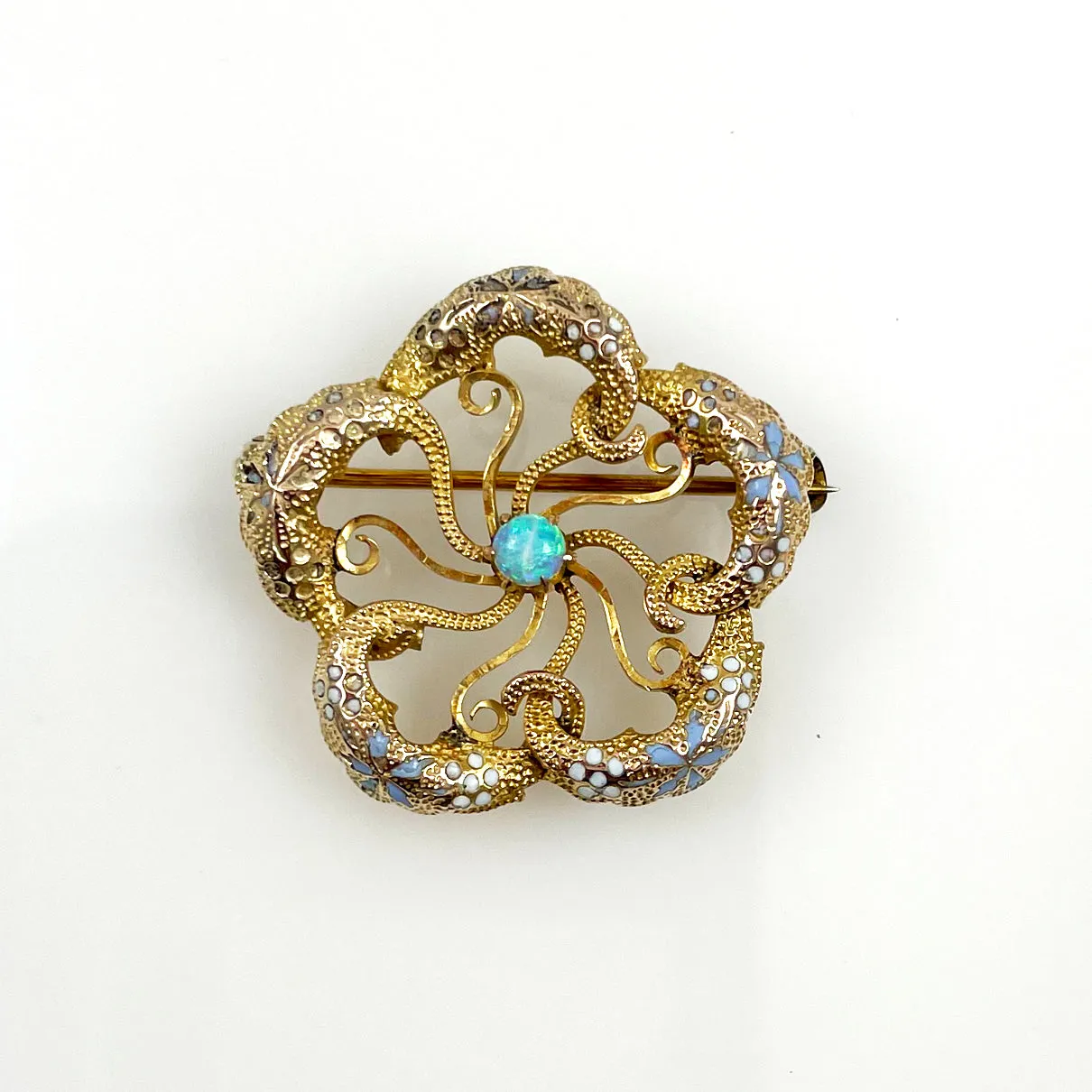 Victorian 10K Gold & Enamel Love Knot Pin