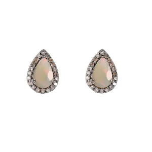 Vintage-Inspired Opal Halo Stud Earrings