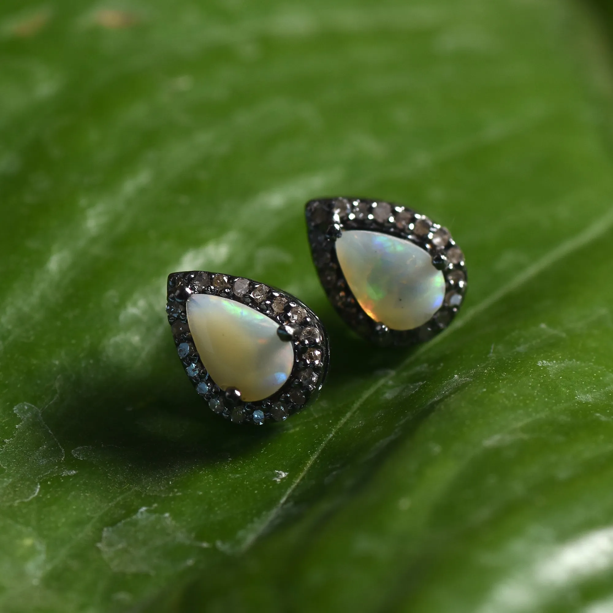 Vintage-Inspired Opal Halo Stud Earrings