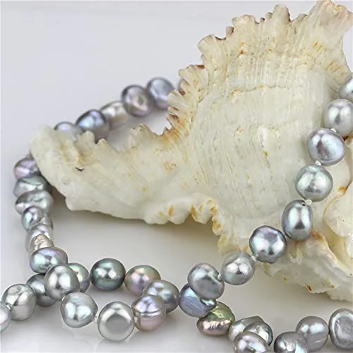 Women's 8mm Baroque Pearl Necklace Bracelet and Earrings Colour: White/Black/Pink/Grey/Multicolour